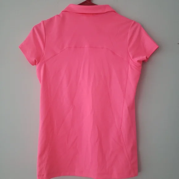 Under Armour Heat Gear Golf Womens UPF 50 pink Polo Shirt Size M - Picture 3 of 3